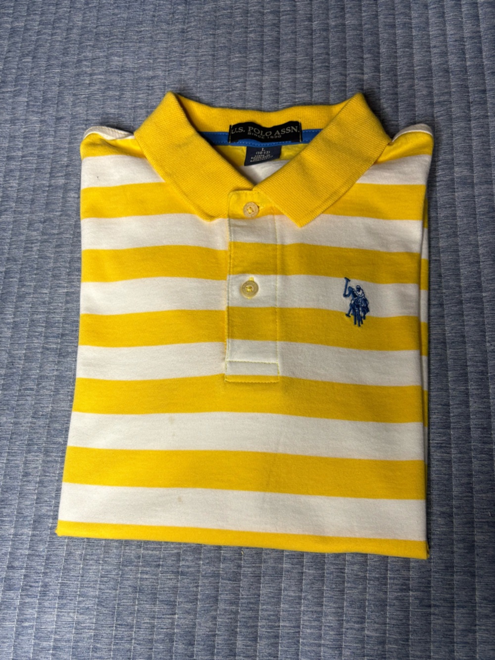 U.S. Polo Assn. Yellow & White Striped Polo Shirt
